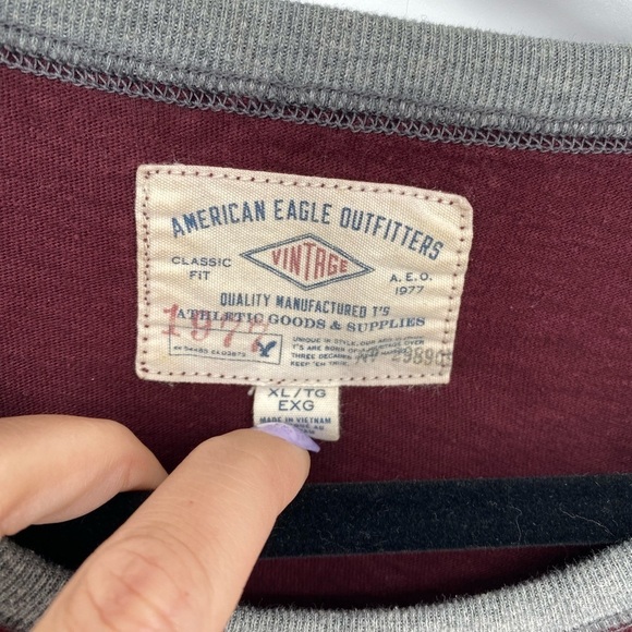 American Eagle Vintage Long Sleeve Embroidered Shirt Size XL - Picture 2 of 9